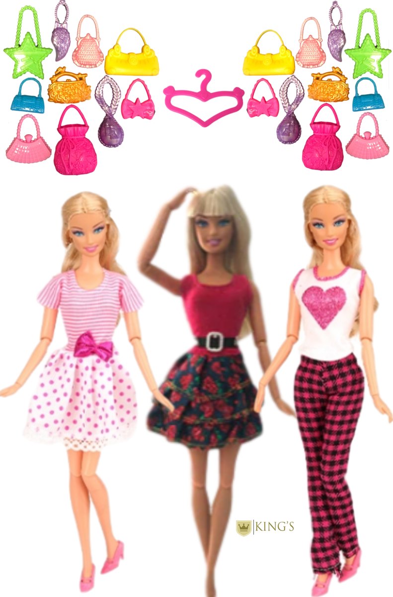 Barbie kleding - Poppenkleertjes - Barbie speelgoed - Speelgoed - Modepoppen kleren - Barbiepop kleren - 15 stuks - Inclusief accessoires